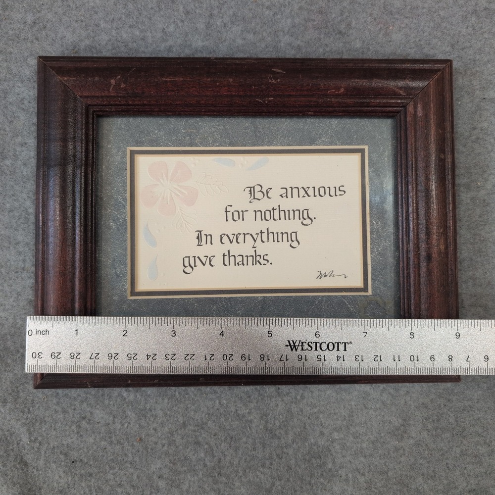 Framed Art Be Anxious for Nothing Give Thanks Philippians‎ 4:6 Hand Painted - Picture 2 of 4